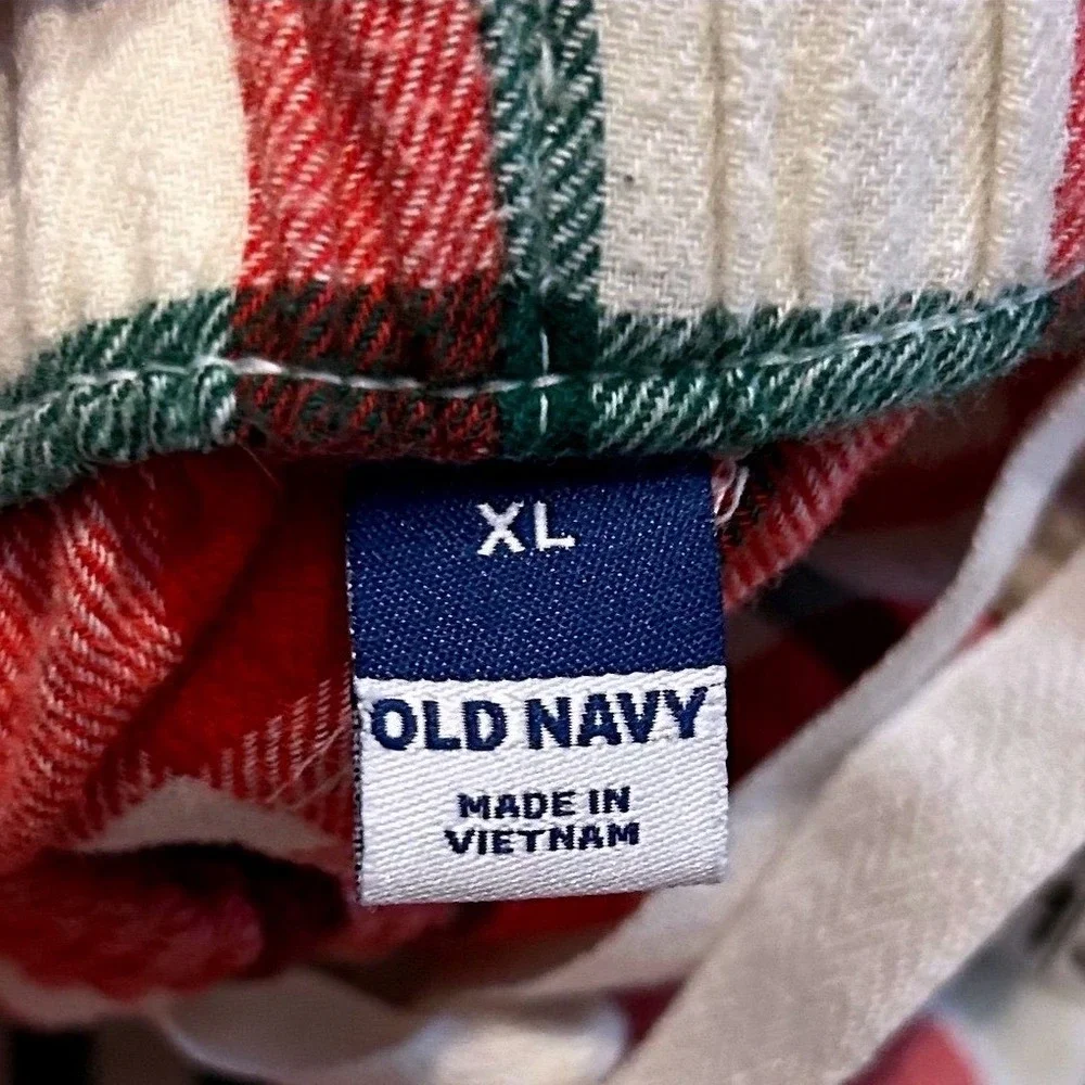 Old Navy Plaid Pajama Pants men's XL Red Green White Flannel‎ Lounge Sleepwear